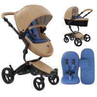 Stroller Mima Xari Latte chassis Black BB starter pack Denim Blue