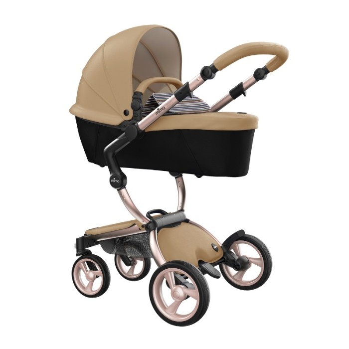 Stroller Mima Xari Latte chassis Rose Gold starter pack Autumn Stripes