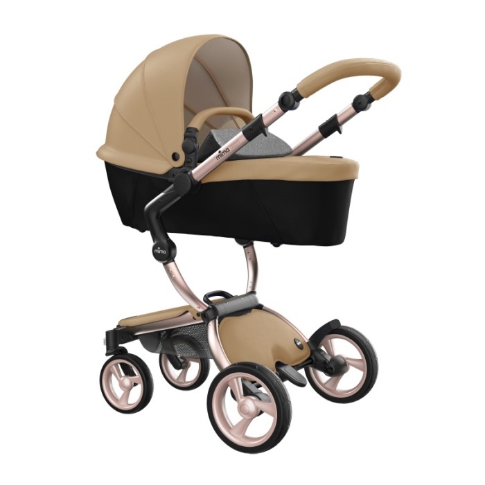 Stroller Mima Xari Latte chassis Rose Gold starter pack London Grey