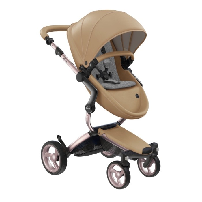 Stroller Mima Xari Latte chassis Rose Gold starter pack London Grey