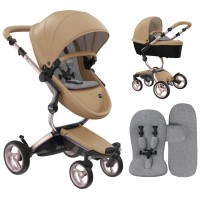 Коляска Mima Xari Latte шасі Rose Gold стартовий набір London Grey