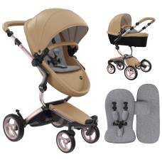 Stroller Mima Xari Latte chassis Rose Gold starter pack London Grey