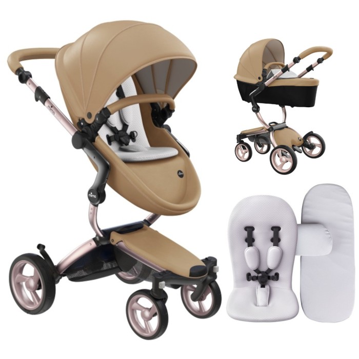 Stroller Mima Xari Latte chassis Rose Gold starter pack Stone White