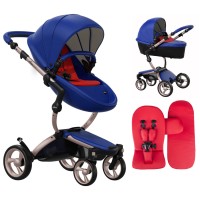 Коляска Mima Xari Royal Blue шасі Rose Gold стартовий набір Ruby Red