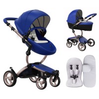 Stroller Mima Xari Royal Blue chassis Rose Gold starter pack Stone White