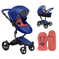 Коляска Mima Xari Royal Blue шасі Black BB стартовий набір Coral Red