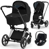 Cybex Priam 4.0 Stroller 3 in 1 Deep Black chassis Chrome Black