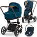 Stroller Cybex Priam 4.0 3 in 1 Mountain Blue chassis Rosegold