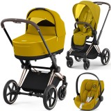 Cybex Priam 4.0 Stroller 3 in 1 Mustard Yellow chassis Rosegold