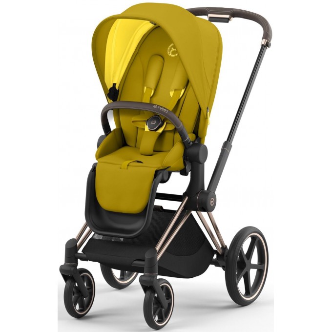 Stroller Cybex Priam 4.0 3 in 1 Mustard Yellow chassis Rosegold