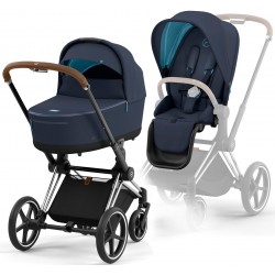 Stroller Cybex Priam 4.0 2 in 1 Nautical Blue chassis Chrome Brown