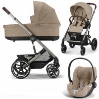 Stroller Cybex Balios S Lux Taupe 3 in 1 Almond Beige car seat Cloud T plus