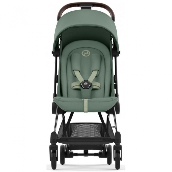 Cybex Coya Leaf Green frame chrome brown stroller