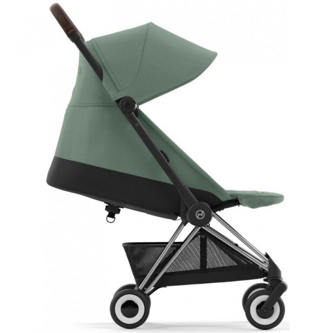 Cybex Coya Leaf Green frame chrome brown stroller