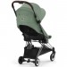 Cybex Coya Leaf Green frame chrome brown stroller