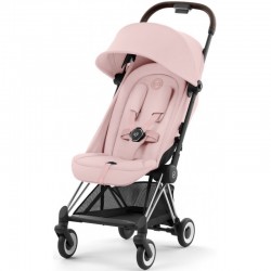 Cybex Coya Peach Pink frame chrome brown stroller