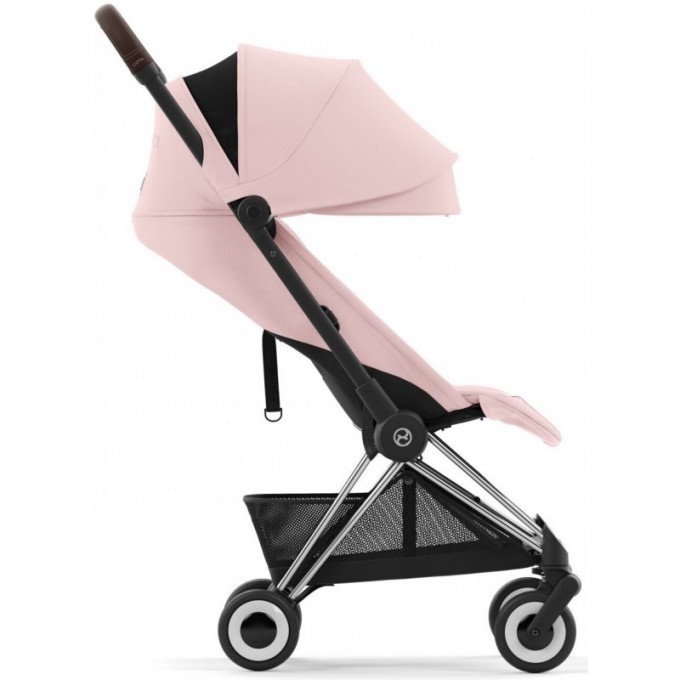 Cybex Coya Peach Pink frame chrome brown stroller