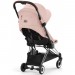 Cybex Coya Peach Pink frame chrome brown stroller