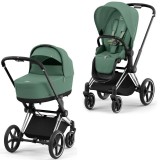 Cybex Priam 4.0 Stroller 2 in 1 Leaf Green chassis Chrome Black