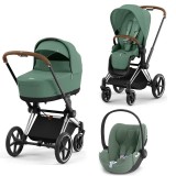 Cybex Priam 4.0 коляска 3 в 1 Leaf Green шасси Chrome Brown