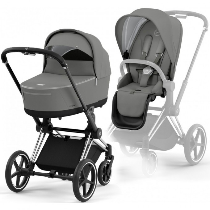 Stroller Cybex Priam 4.0 2 in 1 Mirage Grey chassis Chrome Black