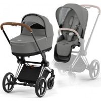 Cybex Priam 4.0 Stroller 2 in 1 Mirage Gray chassis Chrome Brown