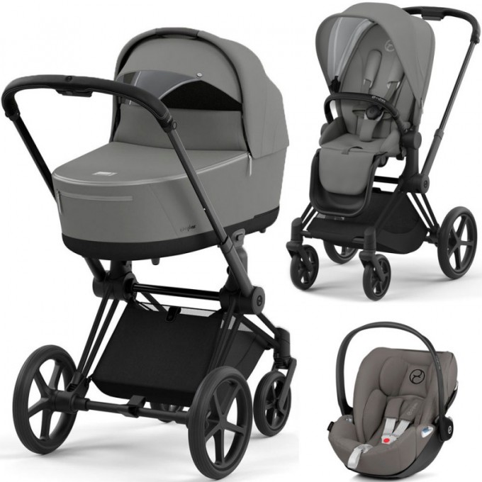 Stroller Cybex Priam 4.0 3 in 1 Mirage Grey chassis Matt Black