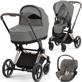 Cybex Priam 4.0 Stroller 3 in 1 Mirage Grey chassis Rosegold