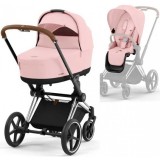 Cybex Priam 4.0 Stroller 2 in 1 Peach Pink chassis Chrome Brown