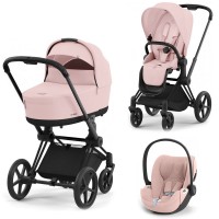 Cybex Priam 4.0 Stroller 3 in 1 Peach Pink chassis Matt Black