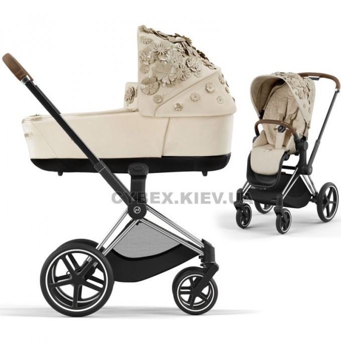 Stroller Cybex Priam 4.0 2 in 1 Simply Flowers Beige chassis Chrome Brown