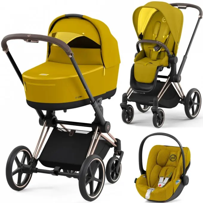 Cybex Priam 4.0 3 in 1 Mustard Yellow chassis Rosegold Official dealer in Ukraine