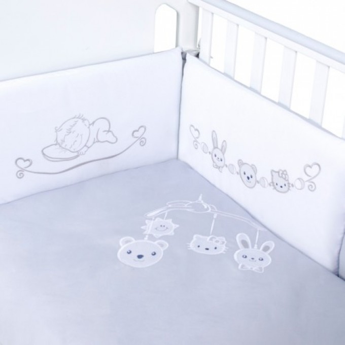 Комплект постільної білизни Veres Ring toys white-gray 6 елементів