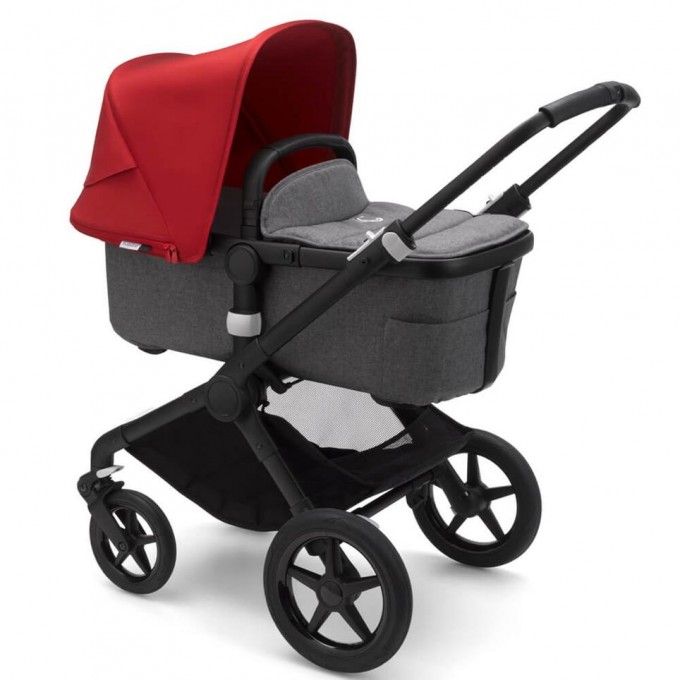 Bugaboo Fox 2 grey/red stroller 2 in 1 black chassis