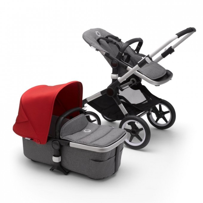 Bugaboo Fox 2 grey/red stroller 2 in 1 aluminum chassis