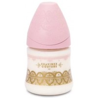 Bottle, 150 ml. Suavinex round nipple 3-position, "Couture" pink
