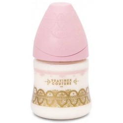 Бутылочка, круглая соска 3-позиционная, "Couture" розовая, 150 мл Suavinex