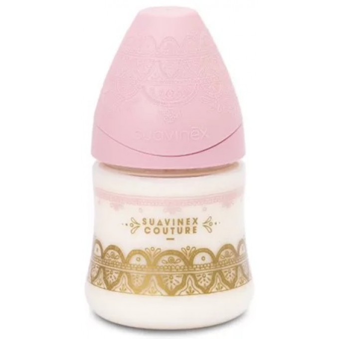Bottle, round nipple 3-position, "Couture" pink, 150 ml Suavinex
