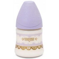Bottle, 150 ml. Suavinex round nipple 3-position, "Couture" purple
