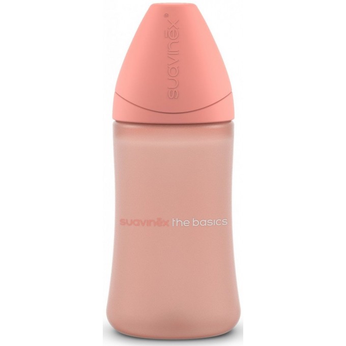 Пляшечка, кругла соска 3-позиційна, "Basics" рожева, 270 мл Suavinex