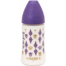 Бутылочка, круглая соска 3-позиционная, "Couture" фиолетовая, 270 мл Suavinex